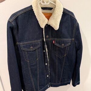 Levi's Dark Blue Denim Jacket with Sherpa Collar